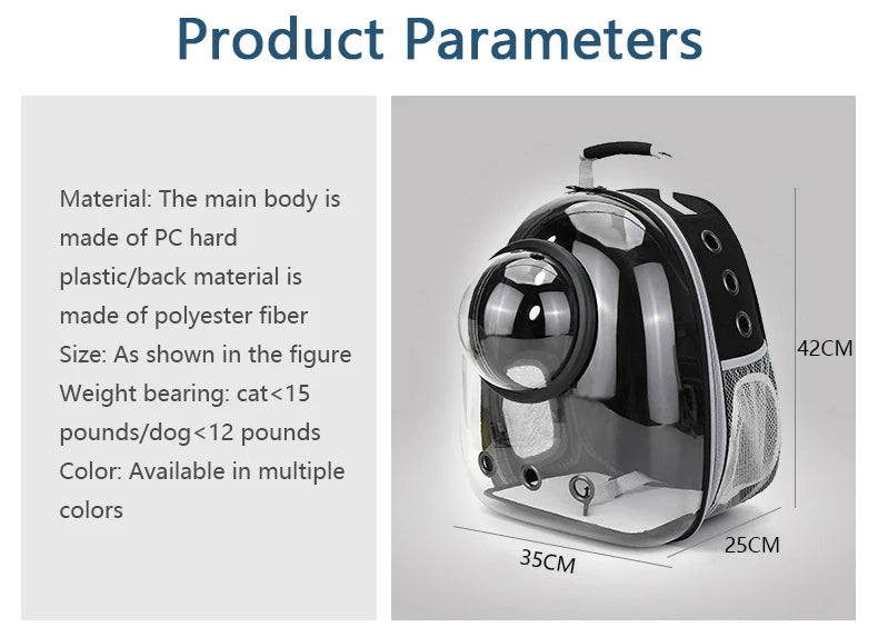 Cat Carrier Bag Outdoor Pet Shoulder bag Carriers Backpack Breathable Portable Travel Transparent Bag For Small Dogs Cats Pawzies
