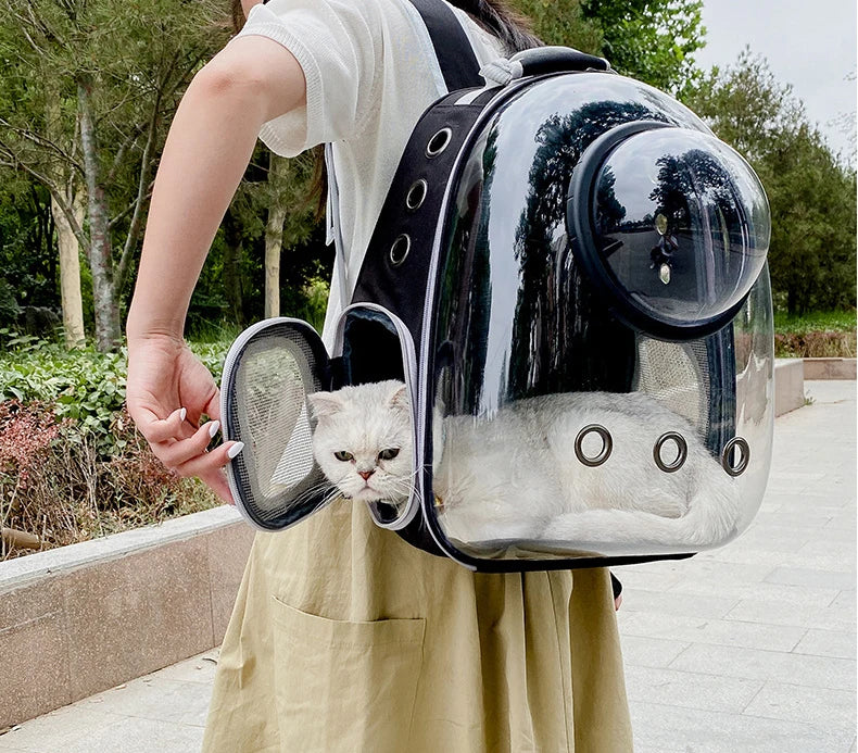 Cat Carrier Bag Outdoor Pet Shoulder bag Carriers Backpack Breathable Portable Travel Transparent Bag For Small Dogs Cats Pawzies