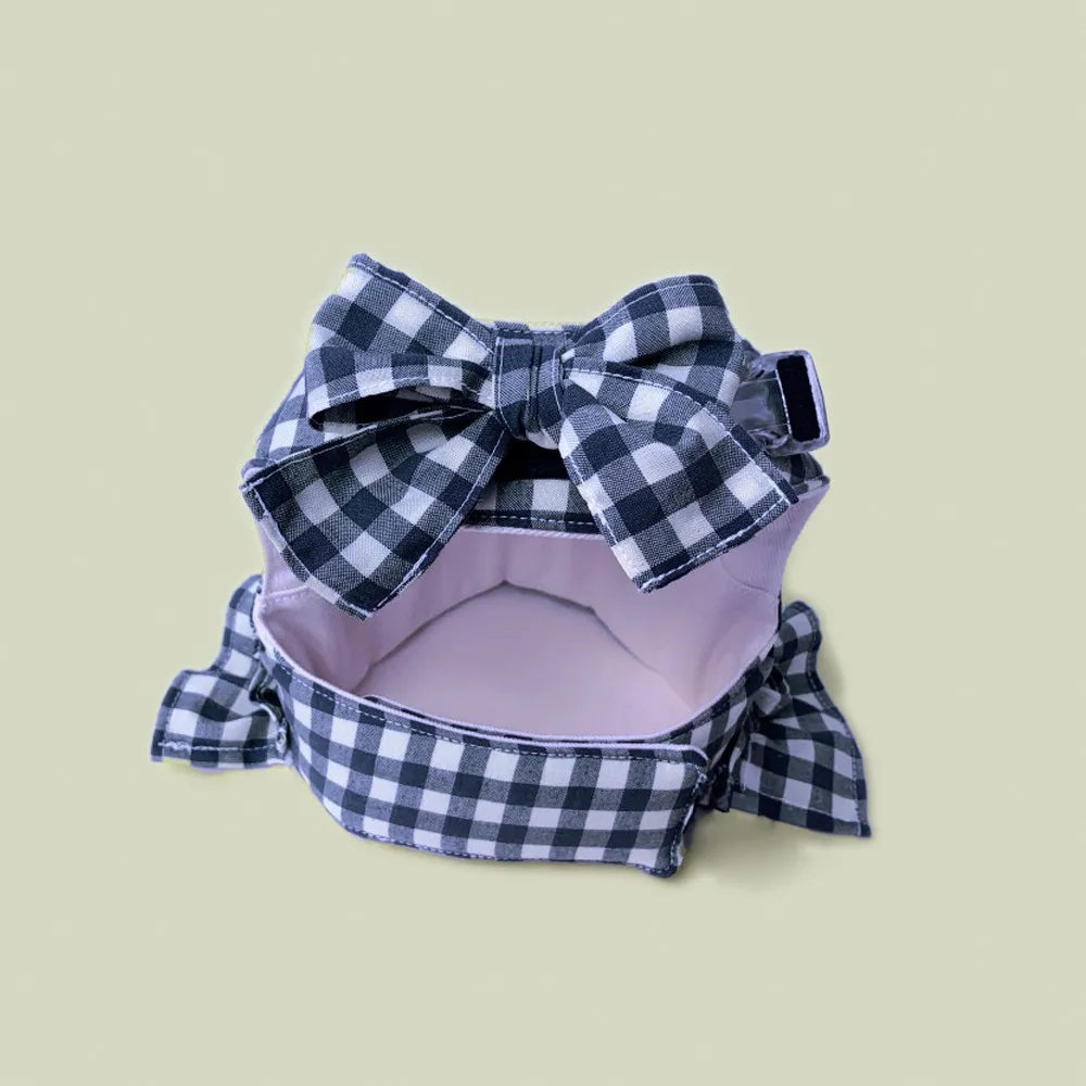 Pet Dog Cat Plaid Vest Style Towing Suit Plaid Bow Teddy Bear Outdoor Skirt Chest Strap Dogs Walking Rope Dog Chain Harness Pawzies