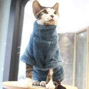 Pet Cat Sweater Home Fur Autumn and Winter Warm Solid Color Soft Arctic Velvet Skincare Suitable for Devonshire Cats, Hairless C Pawzies