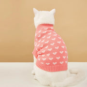 Cute Cat Sweater Classic Heart Graphic Cat Clothes Soft Warm Pet Clothing For Autumn And Winter Pawzies