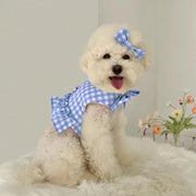 Pet Dog Cat Plaid Vest Style Towing Suit Plaid Bow Teddy Bear Outdoor Skirt Chest Strap Dogs Walking Rope Dog Chain Harness Pawzies