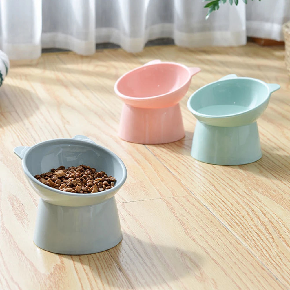 Cat Ceramic Bowl High Foot Tilted Pet Food Bowl Small Dogs Cats Drinking Water Feeders Bowl Anti Vomiting Cats Feeding Supplies Pawzies