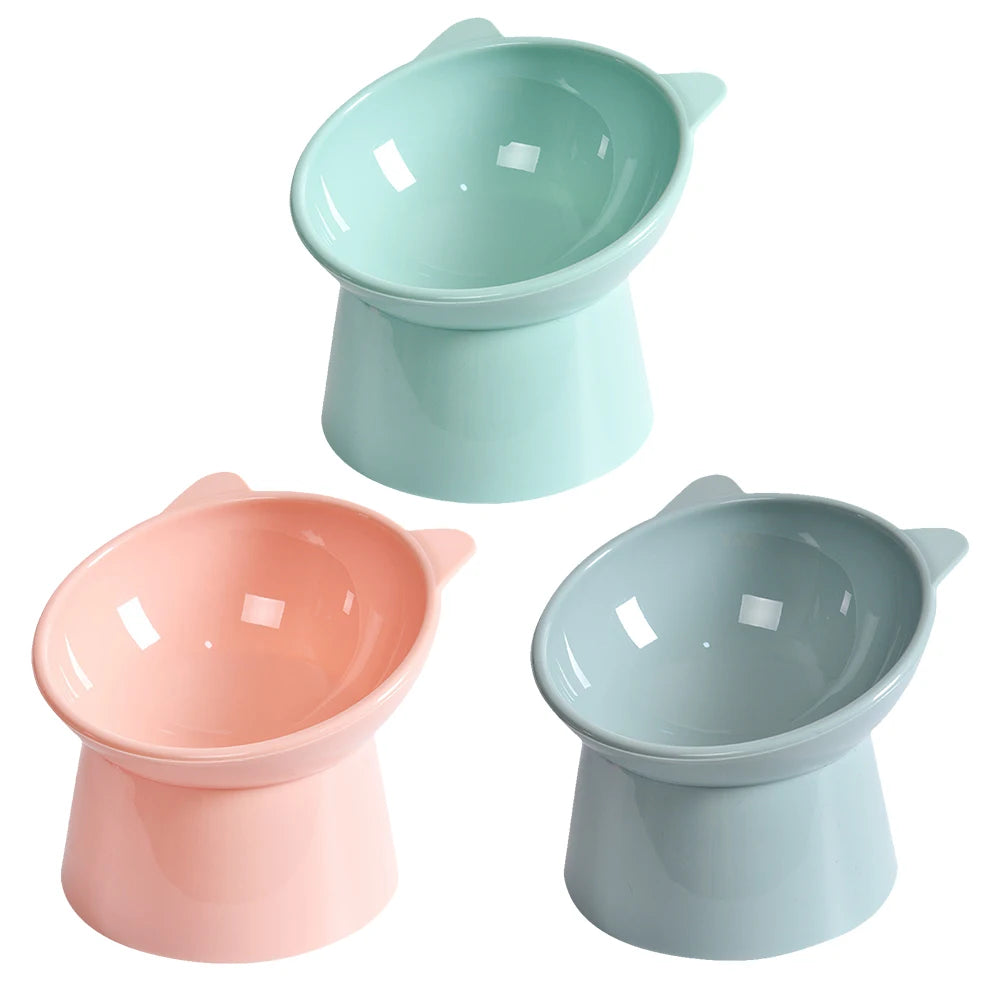 Cat Ceramic Bowl High Foot Tilted Pet Food Bowl Small Dogs Cats Drinking Water Feeders Bowl Anti Vomiting Cats Feeding Supplies Pawzies