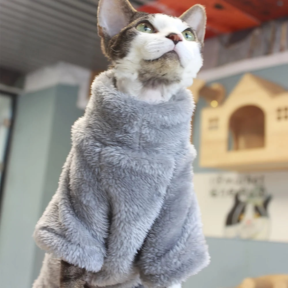 Cozy Arctic Velvet Cat Sweater for Autumn Winter Pawzies