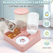 Automatic Dog Cat Feeder and Water Dispenser Set Gravity Dog with Pet Food Bowl Capacity Self Feeding Station 2 in 1 Tilted Pawzies