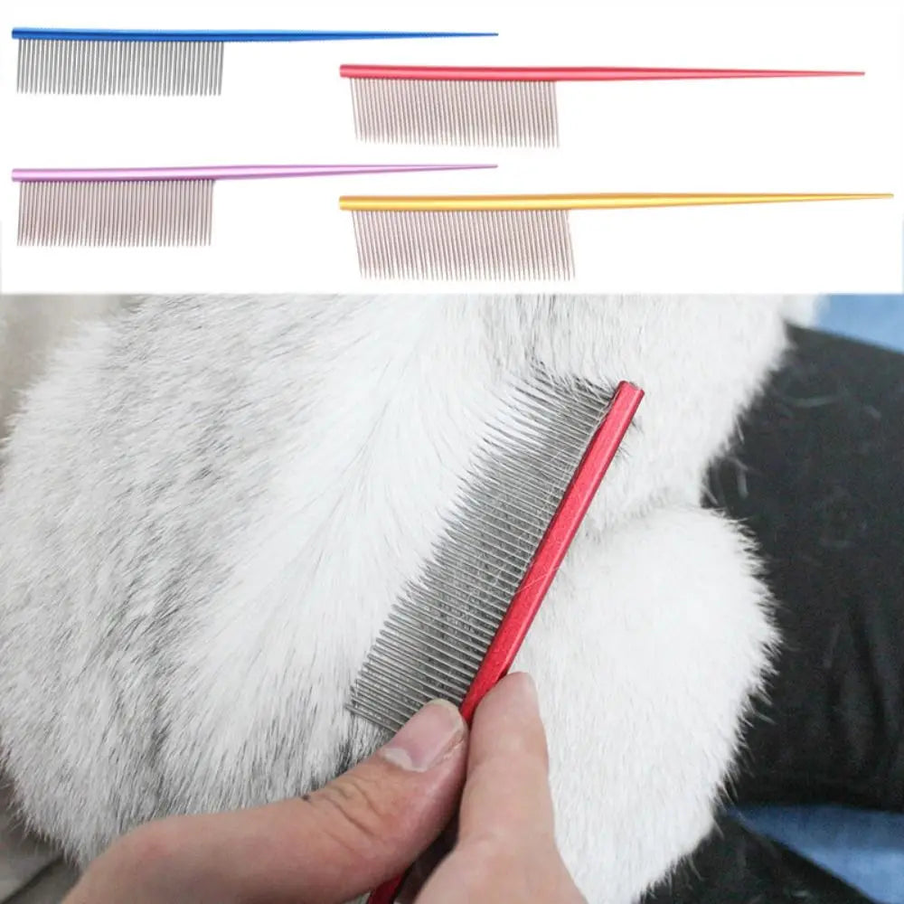 Stainless Steel Pet Flea Comb Practical Colorful Non-rust Dog Grooming Comb Dense Tooth Pet Hair Comb Cleaning Pawzies