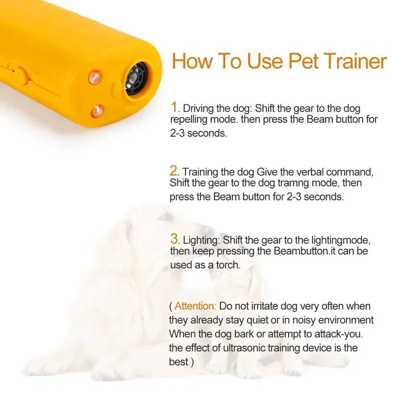 New Pet Dog Repeller Anti Barking Stop Bark Training Device Trainer LED Ultrasonic 3 in 1 Ultrasonic Without Battery Pawzies