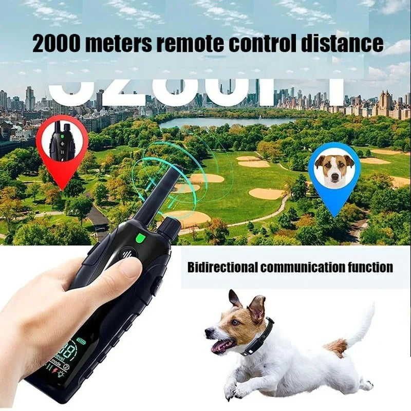 2000m Smart Dog Training Collar with Remote Electric Shocker Suitable for Preventing Dog Barking Pet Behavior Training Supplies Pawzies