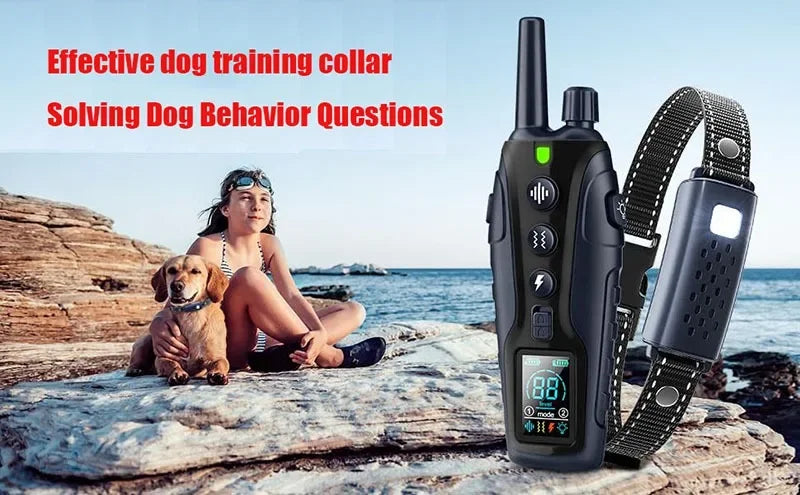 2000m Smart Dog Training Collar with Remote Electric Shocker Suitable for Preventing Dog Barking Pet Behavior Training Supplies Pawzies